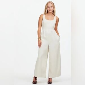 Madewell Cream Wide-Leg Sleeveless Jumpsuit